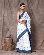 White Color Soft Mulmul Cotton Saree