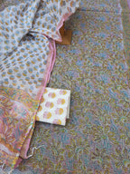 kota doriya hand block print dress material