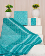 Sea green cotton with mulmul dupatta set