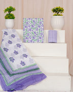 Lavender color cotton suit with mulmul dupatta