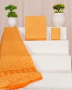 Mustard yellow cotton with mulmul cotton dupatta