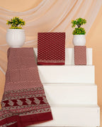 Marron color cotton Suit With mulmul cotton dupatta