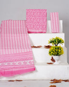 Pink Cotton Suit With mulmul Dupatta