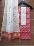 Designer embroidery dupatta with cotton suit