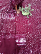 Pure linen hand block wax batik suit