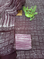 Pure linen hand block wax batik suit