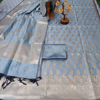 Pastel Color Banarsi Weaving Zari Silk Suit