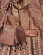 Copper Color Crush Banarsi Tissue Silk Dress Material