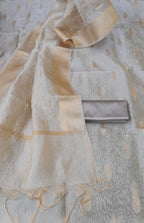 Antique White Color soft Banarsi Tissue Silk Dress Material