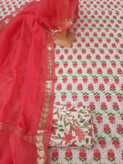 Cotton suit with kota dupatta