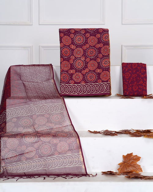 Cotton suit with kota dupatta