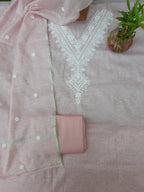 Pink soft silk embroidery suit