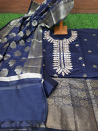 BLUE COLOR BANARASI SUIT WITH GOTA PATTI SUIT