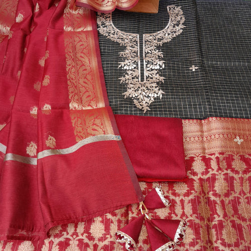 Organza zari weaved suit fabric with gotta work