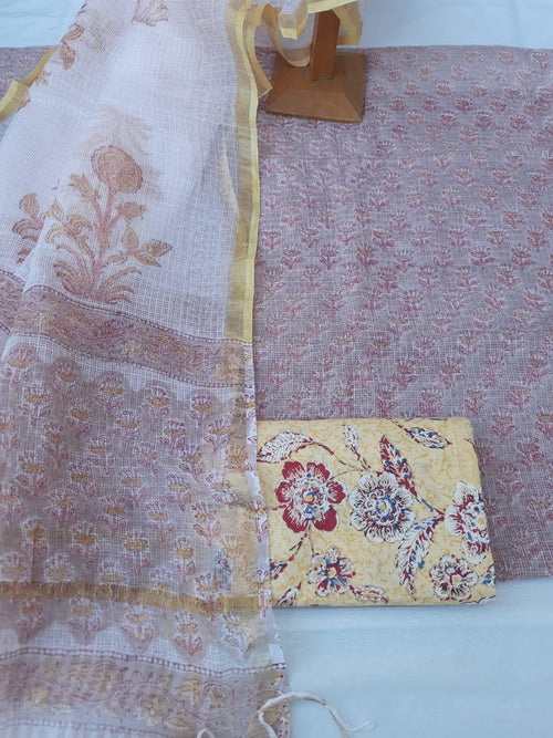 Hand block print kot doriya suit