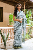 Beautiful hand block print kota doria saree