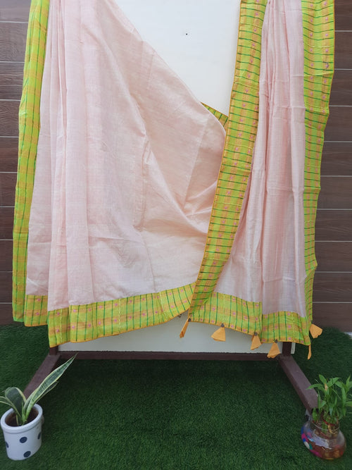 Designer Pastel Pink Color Hand Embroidery Saree