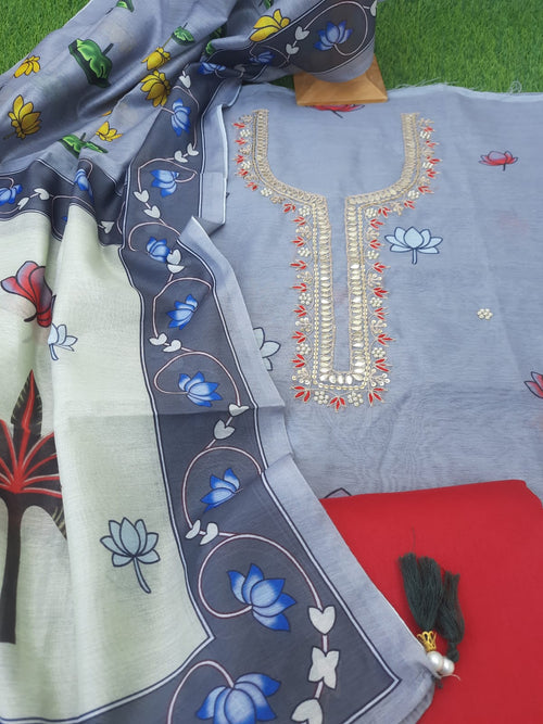 Soft silk digital print gotta work Dress Material - Aaditri fab