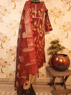 Maroon Color Banarsi Silk Zari Woven Suit