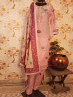 PInk Color Pichwai Print Soft Silk Suit