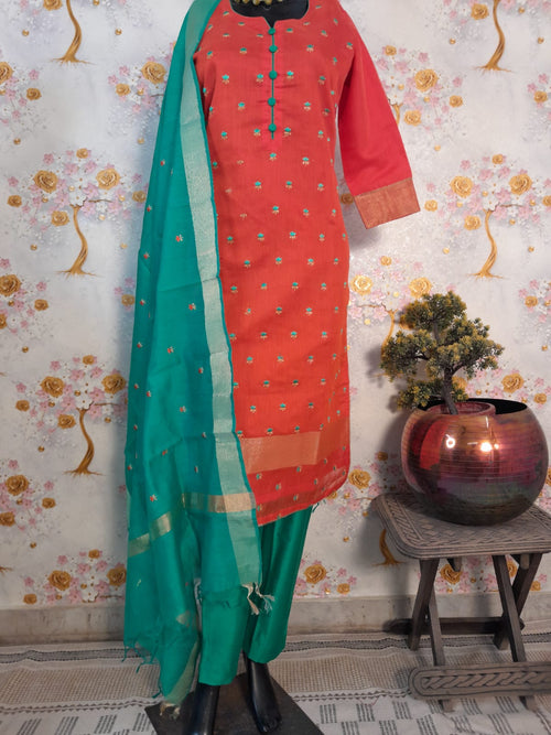 RUST COLOR DESIGNER EMBROIDERY SUIT