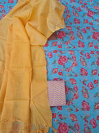 Linen cotton dress material with Kota doria dupatta