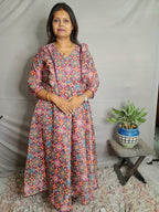 Patola Print Maroon Color Muslin Silk Dress