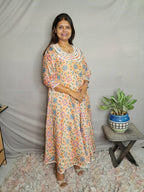 Patola Print Beige Color Muslin Silk Dress