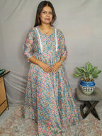 Patola Print Steel Grey Color Muslin Silk Dress