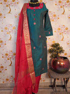 DARK GREEN COLOR SOFT SILK WITH KOTA SILK DUPATTA SUIT