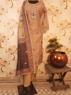 Pastel color Soft Silk Pichwai Print Hand Work Suit