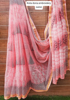 Peach color kota doriya saree