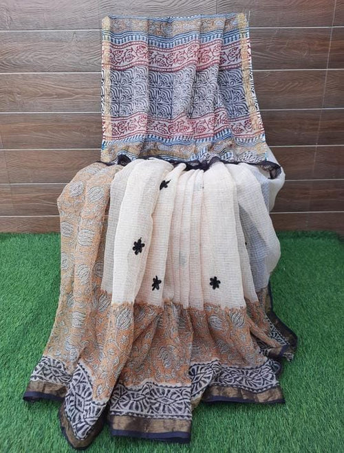 Beige color kota doriya saree