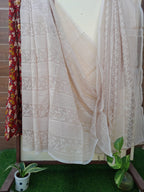 Beige Color Kota Doriya With Embroidery Saree