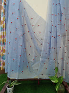 Grey Color Kota Doriya With Embroidery Saree