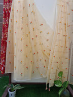 Lemom Yellow Color Kota Doriya With Embroidery Saree