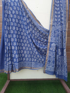 Blue Color Mulmul Cotton Saree