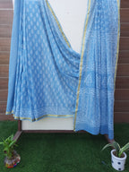 Sky Blue Color Mulmul Cotton Saree