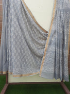 Grey Color Mulmul Cotton Saree