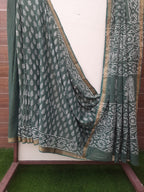 Dark Green Color Mulmul Cotton Saree