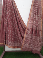 Brown Color Mulmul Cotton Saree