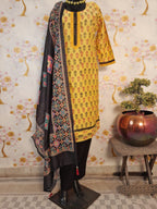 MANGO YELLOW HANDLOOM SILK DITAL PRINT SUIT