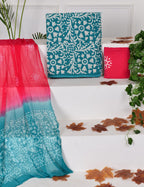 Sea Green Color Batik Print Cotton Suit With Chiffon Dupatta