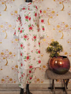 Peral White Slub Cotton Floral print suit