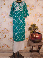 Rama Green Bandhej Print Cotton Suit