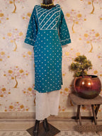 RAMA GREEN BANDHEJ PRINT COTTON SUIT