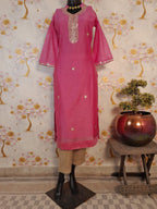 Pink Color Handloom Chanderi Silk Gotta Patti Work Suit