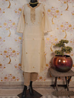 Beige Color Handloom Chanderi Silk Gotta Patti Work Suit