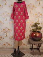MAGENTA COLOR COTTON GOLD PRINT SUIT