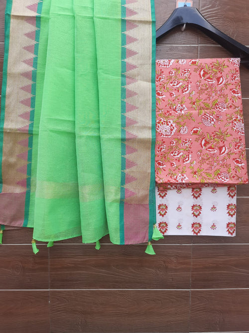 Cotton Suit With Chanderi Dupatta